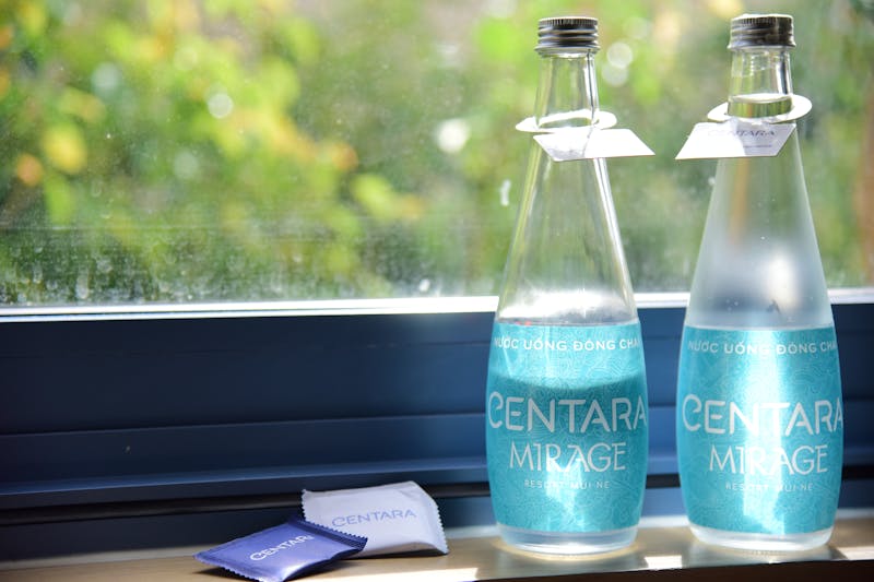 Bottled water and sparkling water options